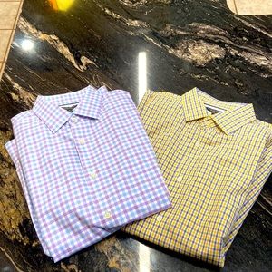 Lot of 2 Banana Republic Non Iron Slim Fit  Large Button Down Dress Shirts